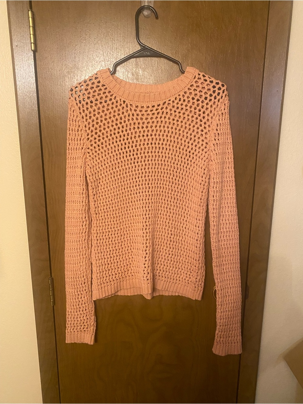 Pink Lily Pink Open-Knit Crewneck Sweater